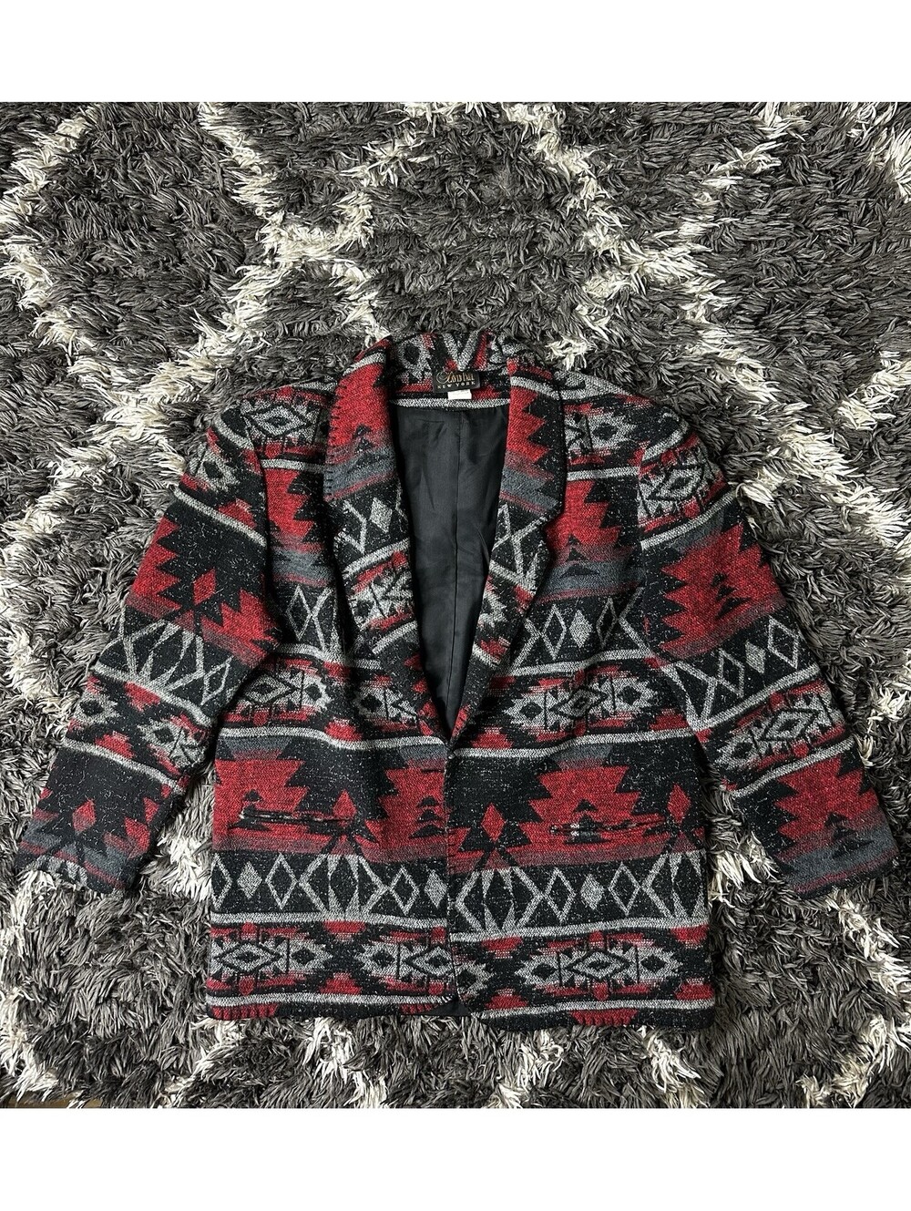 Vintage 90s David Paul New York Southwestern Aztec Pattern Blazer Jacket Large